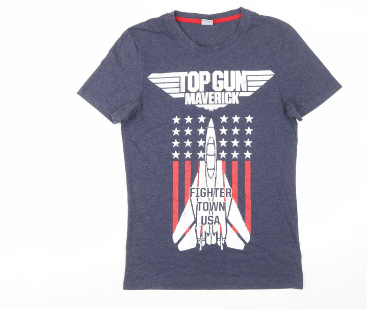 Top Gun Maverick Men's Blue Graphic Crew Neck T-Shirt Size S