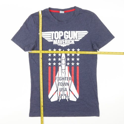 Top Gun Maverick Men's Blue Graphic Crew Neck T-Shirt Size S