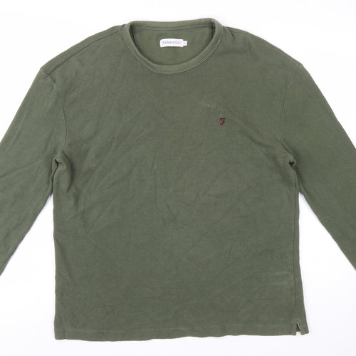 Farah 1920 Men's Green Cotton Long Sleeve Crew Neck Sweatshirt L