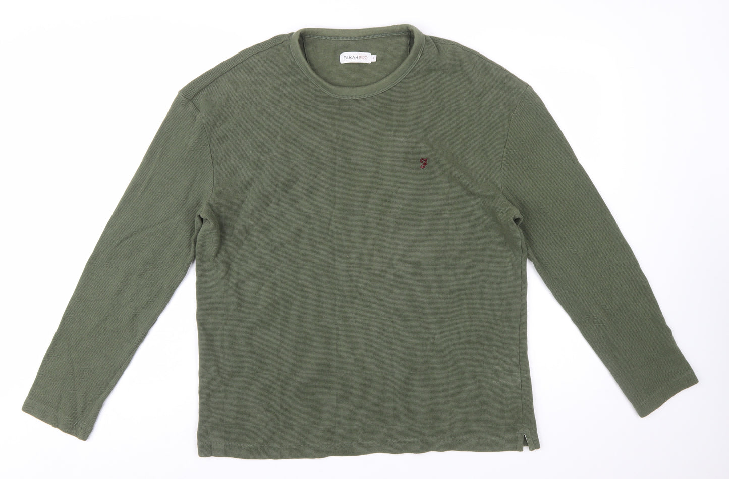 Farah 1920 Men's Green Cotton Long Sleeve Crew Neck Sweatshirt L