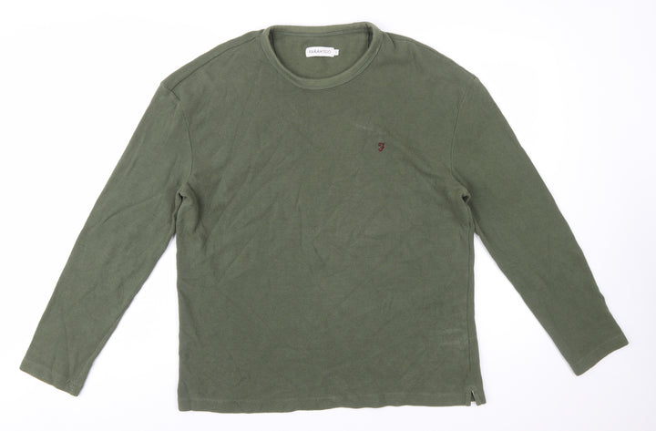 Farah 1920 Men's Green Cotton Long Sleeve Crew Neck Sweatshirt L