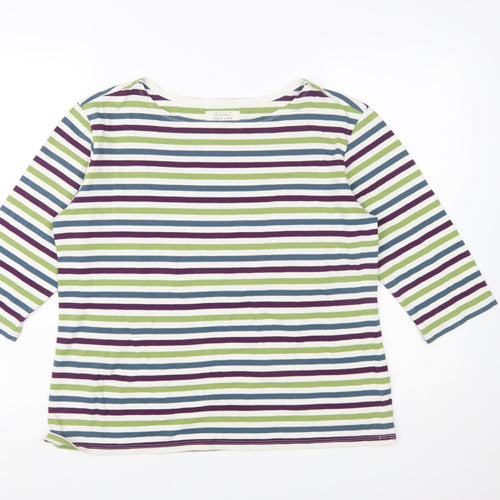 Seasalt Women’s Multicoloured Striped Sailor Top UK 16 3/4 Sleeve Cotton