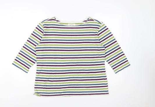Seasalt Women’s Multicoloured Striped Sailor Top UK 16 3/4 Sleeve Cotton