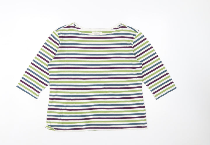 Seasalt Women’s Multicoloured Striped Sailor Top UK 16 3/4 Sleeve Cotton