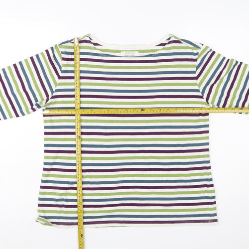 Seasalt Women’s Multicoloured Striped Sailor Top UK 16 3/4 Sleeve Cotton