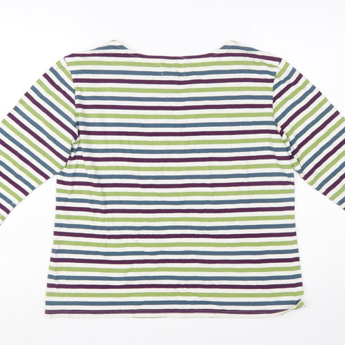 Seasalt Women’s Multicoloured Striped Sailor Top UK 16 3/4 Sleeve Cotton