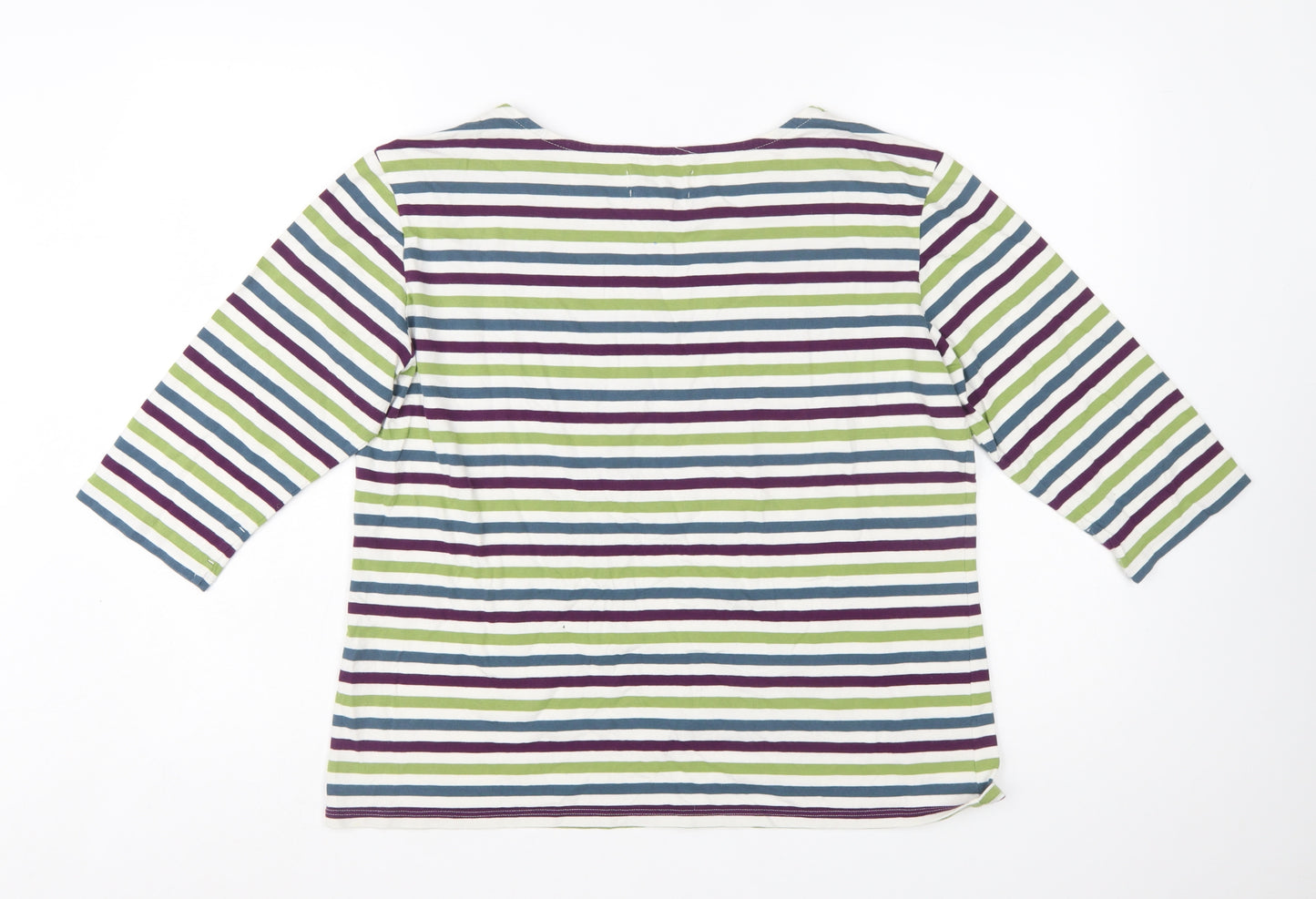 Seasalt Women’s Multicoloured Striped Sailor Top UK 16 3/4 Sleeve Cotton