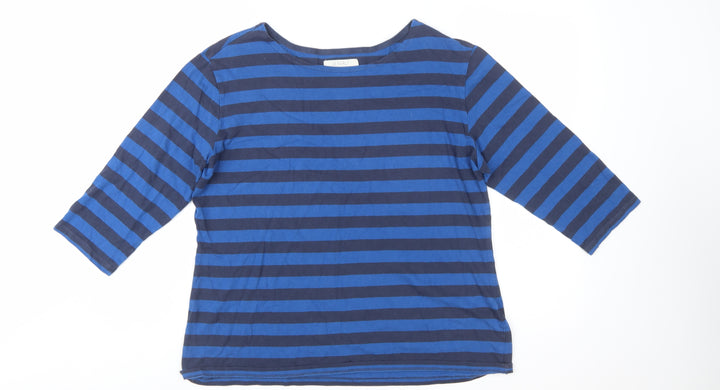 Seasalt Women’s Blue Striped 3/4 Sleeve Organic Cotton T-Shirt Size 16