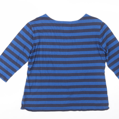 Seasalt Women’s Blue Striped 3/4 Sleeve Organic Cotton T-Shirt Size 16