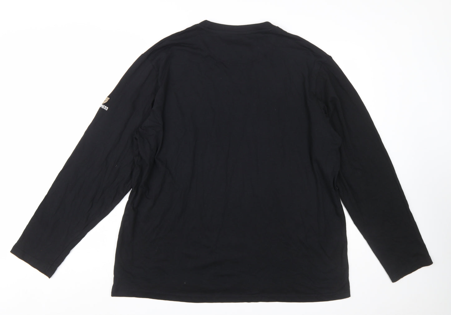 Guinness Men's Black Long Sleeve Cotton T-Shirt XL-2XL Beer Logo