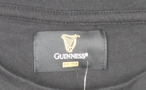 Guinness Men's Black Long Sleeve Cotton T-Shirt XL-2XL Beer Logo
