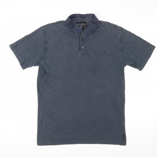 Billabong Men's Blue Striped Cotton Short Sleeve Polo Shirt Size M