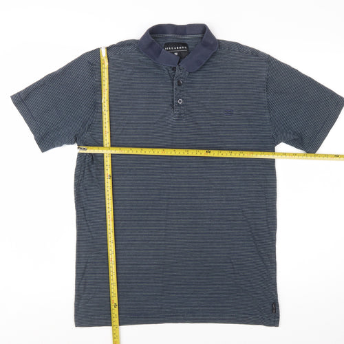 Billabong Men's Blue Striped Cotton Short Sleeve Polo Shirt Size M