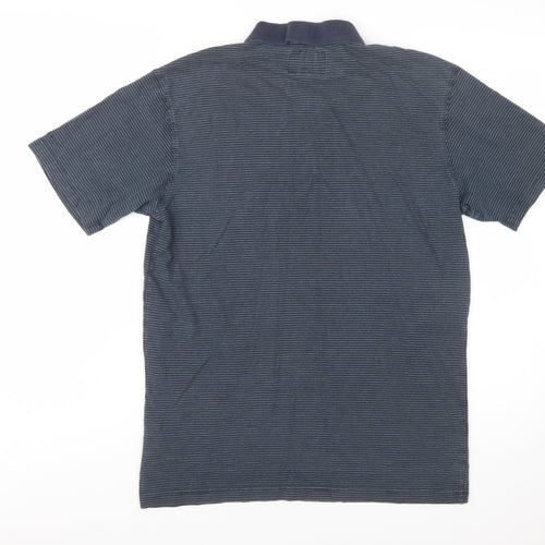 Billabong Men's Blue Striped Cotton Short Sleeve Polo Shirt Size M