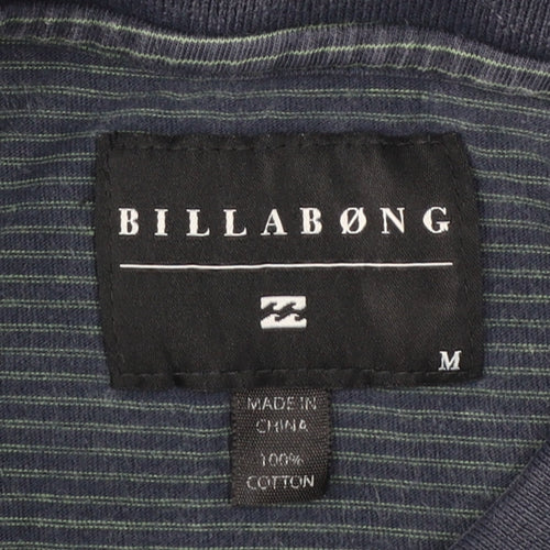 Billabong Men's Blue Striped Cotton Short Sleeve Polo Shirt Size M