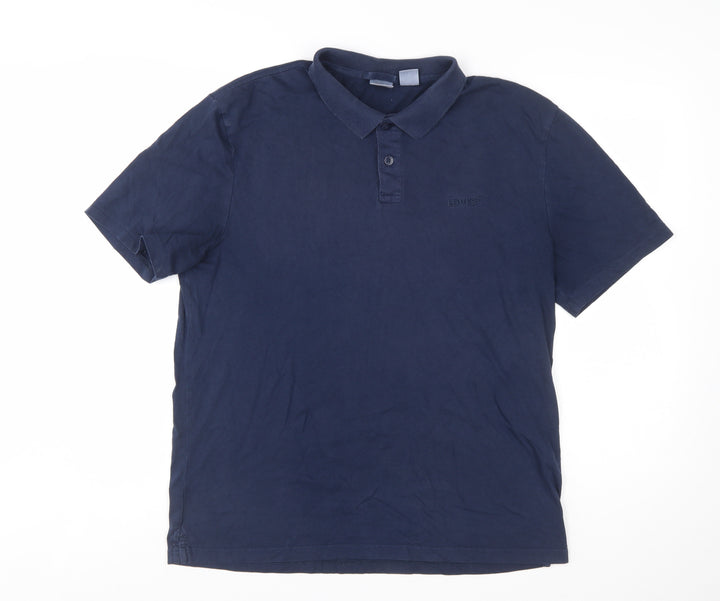 Levi's Men's Navy Blue Relaxed Fit Cotton Polo Shirt M