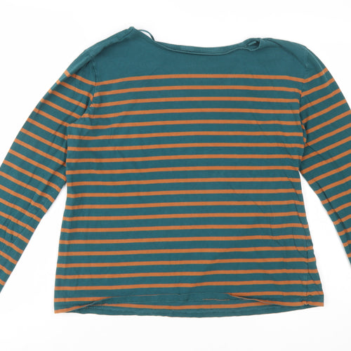 Seasalt Women's Blue Striped Organic Cotton Long Sleeve Sailor Shirt UK 14