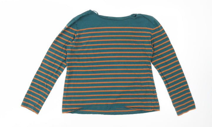 Seasalt Women's Blue Striped Organic Cotton Long Sleeve Sailor Shirt UK 14