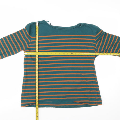 Seasalt Women's Blue Striped Organic Cotton Long Sleeve Sailor Shirt UK 14