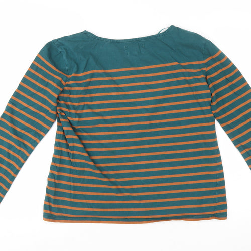 Seasalt Women's Blue Striped Organic Cotton Long Sleeve Sailor Shirt UK 14