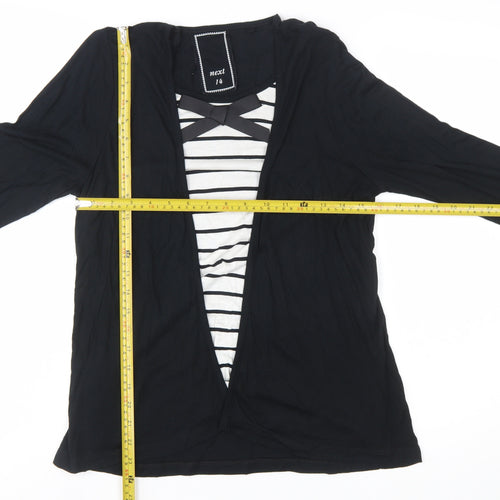 Next Women’s Black Striped Long Sleeve V-Neck Jersey Top Size 14
