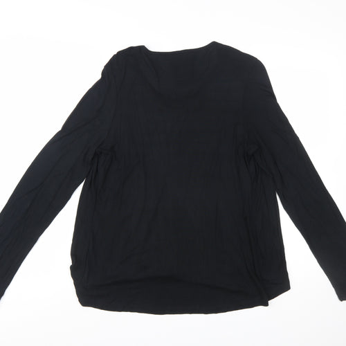 Next Women’s Black Striped Long Sleeve V-Neck Jersey Top Size 14