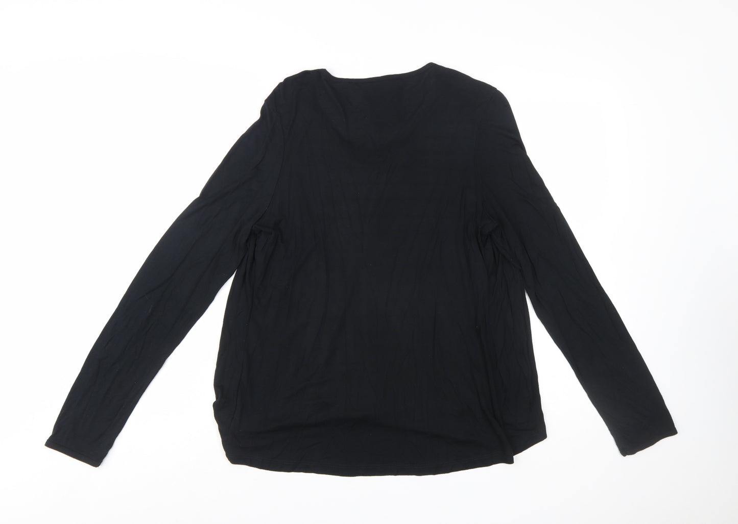 Next Women’s Black Striped Long Sleeve V-Neck Jersey Top Size 14