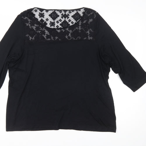 Marks and Spencer Women's Black Lace Panel Tunic Blouse UK 24