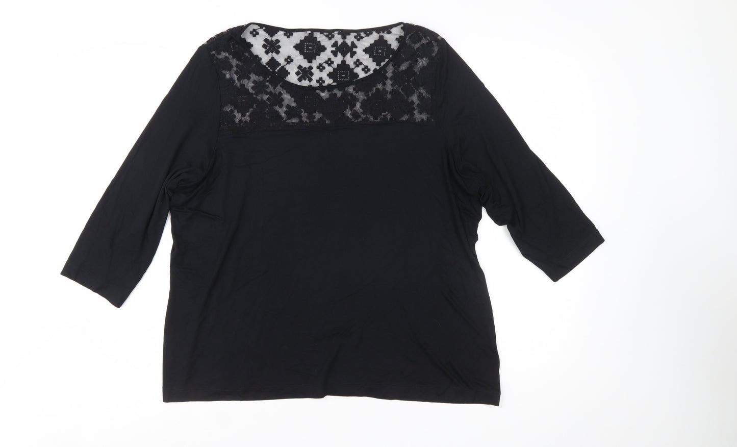 Marks and Spencer Women's Black Lace Panel Tunic Blouse UK 24