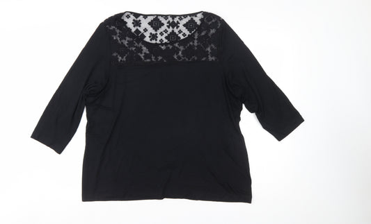 Marks and Spencer Women's Black Lace Panel Tunic Blouse UK 24