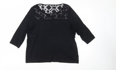 Marks and Spencer Women's Black Lace Panel Tunic Blouse UK 24