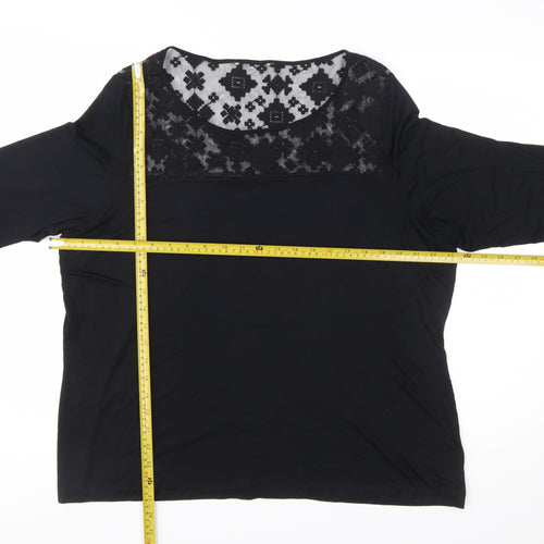 Marks and Spencer Women's Black Lace Panel Tunic Blouse UK 24