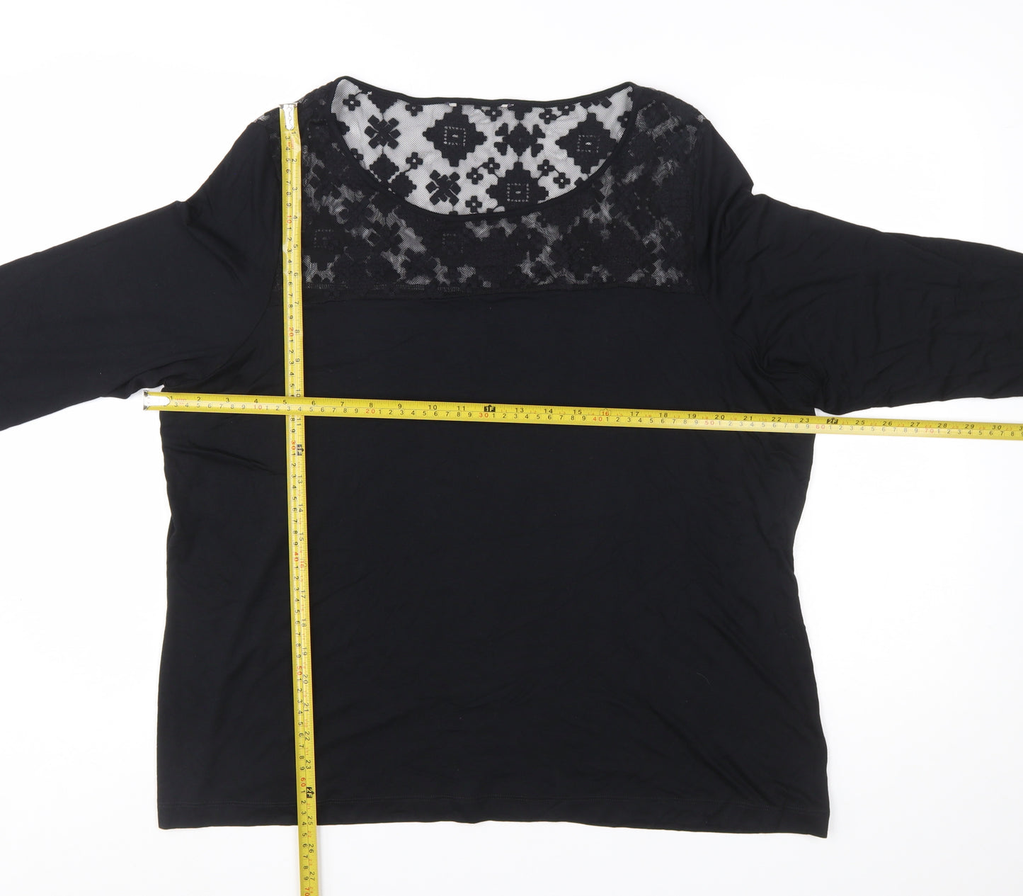 Marks and Spencer Women's Black Lace Panel Tunic Blouse UK 24