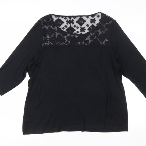 Marks and Spencer Women's Black Lace Panel Tunic Blouse UK 24