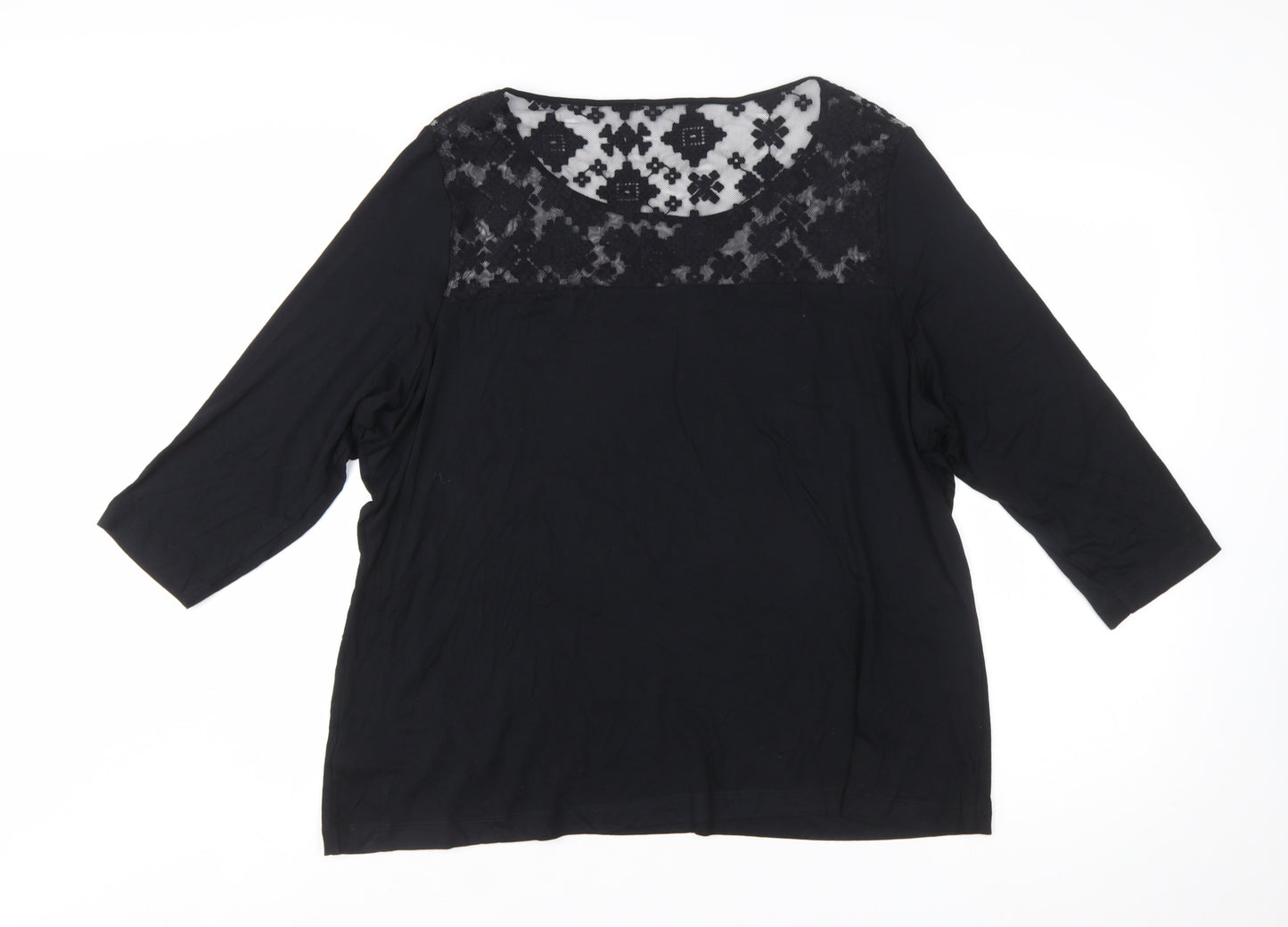 Marks and Spencer Women's Black Lace Panel Tunic Blouse UK 24