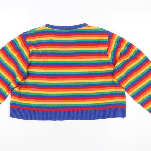 Run & Fly Women's Multicoloured Rainbow Stripe Knit Jumper L