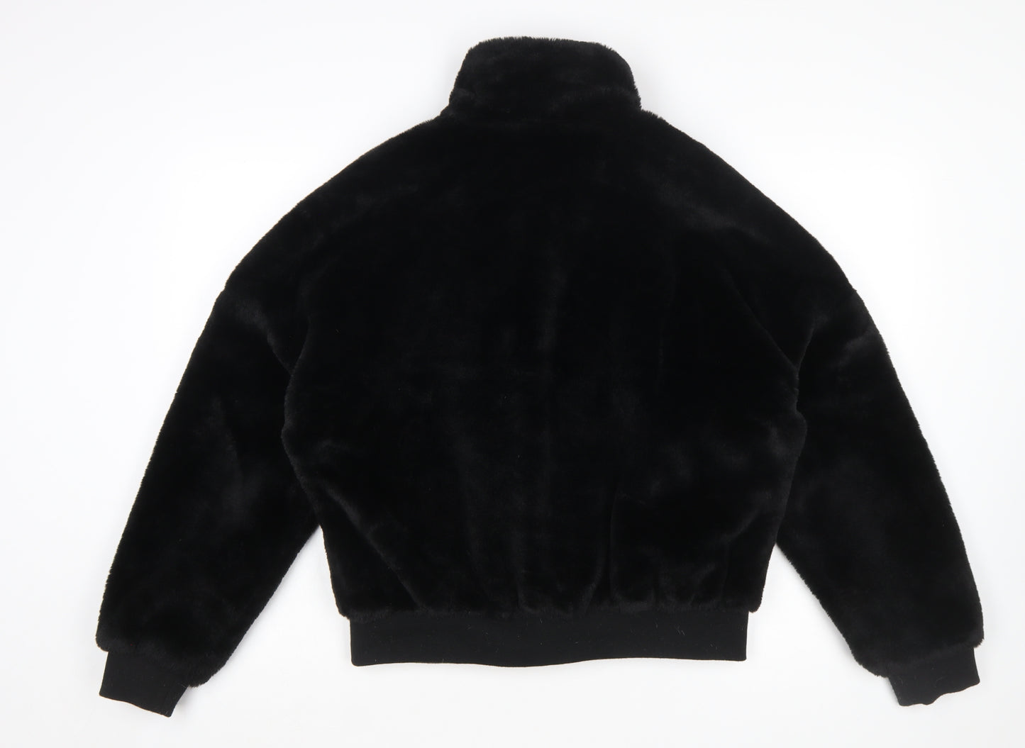 Missguided Women Black Faux Fur Bomber Jacket UK 12 Tall