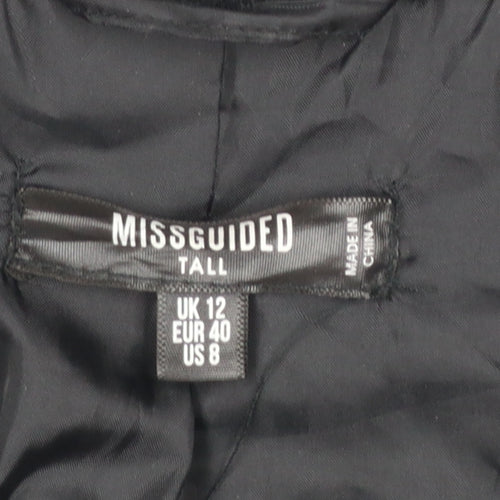 Missguided Women Black Faux Fur Bomber Jacket UK 12 Tall
