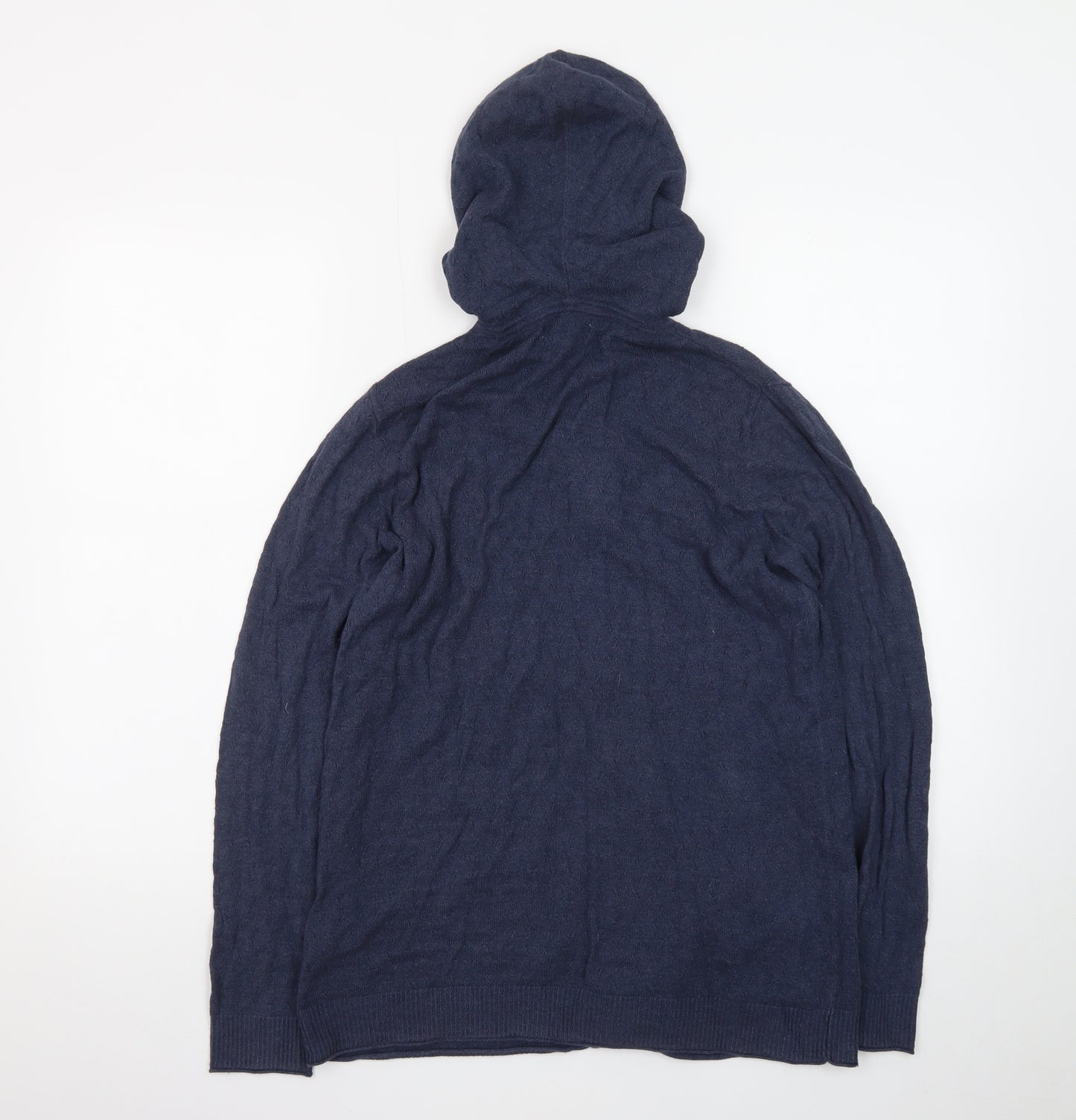 Fat Face Women's Blue Hooded Full Zip Cotton Wool Knit Jumper Size 12