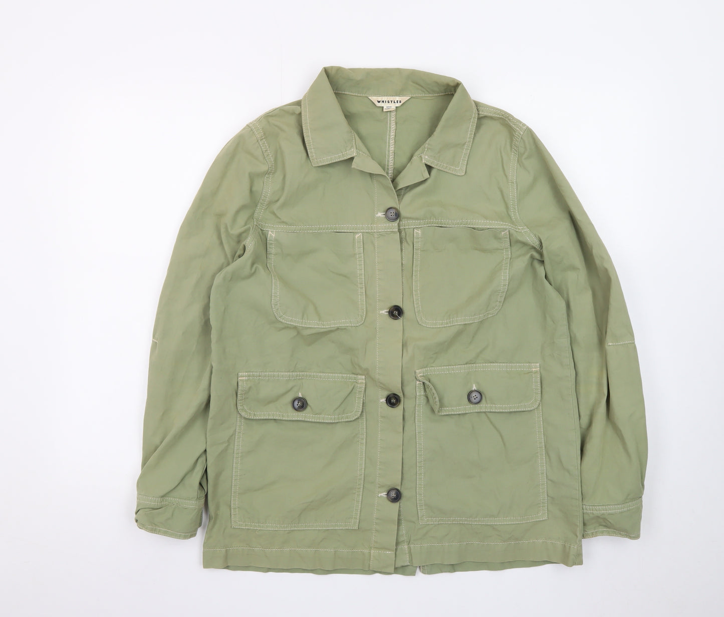Whistles Women Green S Utility Military Jacket Cotton Casual