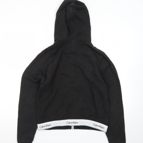Calvin Klein Women's Black Hooded Sleepwear Zip Top M
