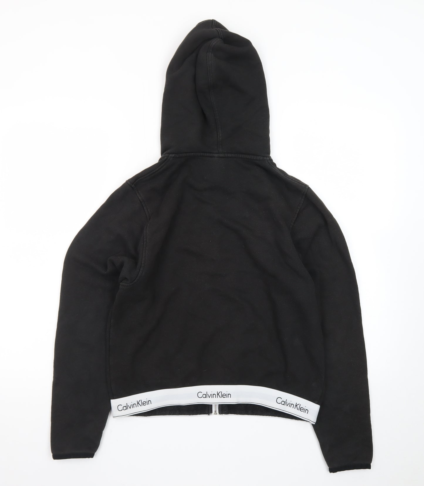 Calvin Klein Women's Black Hooded Sleepwear Zip Top M