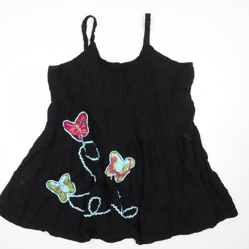 Joe Browns Womens Black Summer Slip Dress Size 26 Butterfly Embroidered