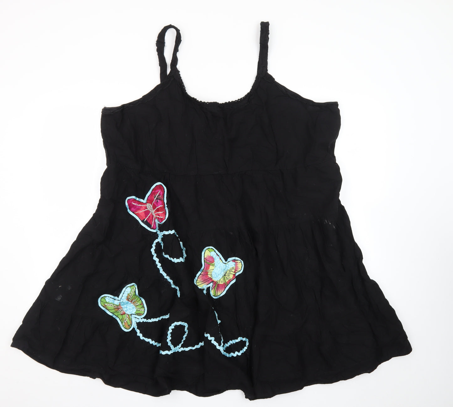 Joe Browns Womens Black Summer Slip Dress Size 26 Butterfly Embroidered