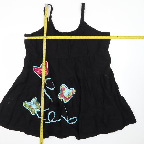 Joe Browns Womens Black Summer Slip Dress Size 26 Butterfly Embroidered