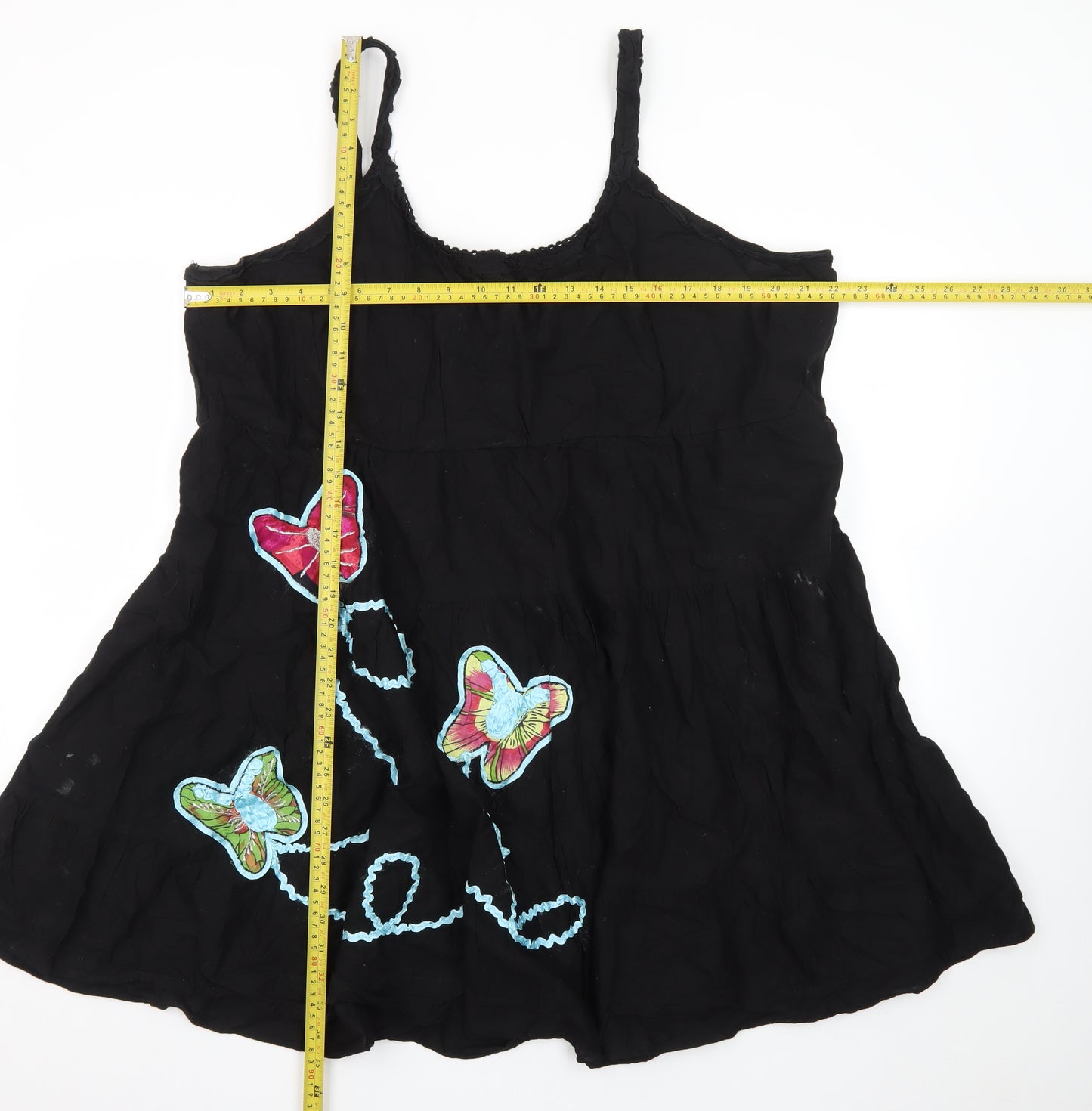 Joe Browns Womens Black Summer Slip Dress Size 26 Butterfly Embroidered