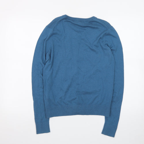 Banana Republic Women Blue Cotton Blend Cardigan Jumper Size S