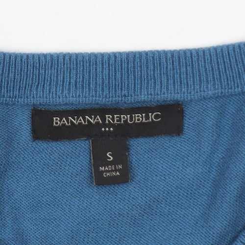 Banana Republic Women Blue Cotton Blend Cardigan Jumper Size S