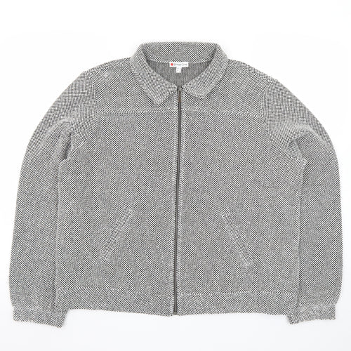 Street One Women's Grey Herringbone Zip Up Jacket Size 16