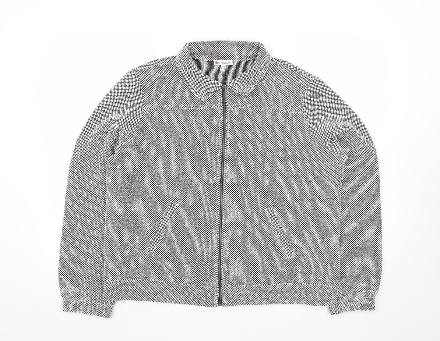 Street One Women's Grey Herringbone Zip Up Jacket Size 16